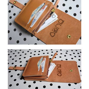 Cartera pequeña de cuero tipo acordeón, Cartera de cuero para mujer, Cartera de cuero, Cartera de cuero hecha a mano, Cartera de mujer tipo clutch Ginger