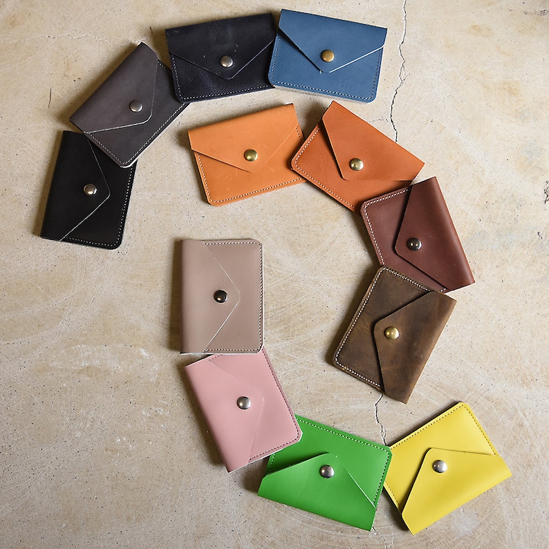 Leather Envelope Card Holder Leather Card Case Leather Etsy