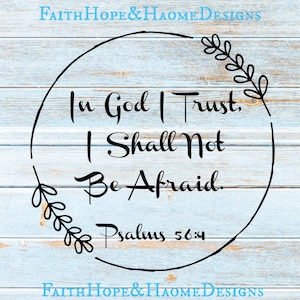 Confío en Dios No tendré miedo, inspiración Cita de la Corona de la Biblia versículo SVG PNG SVG Archivo para cortar con Cricut Silhouette