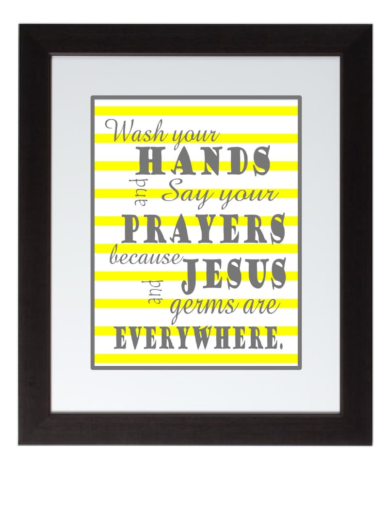 Yellow Gray Chevron Bathroom Wall Art Print Set Poster 8x10 Etsy