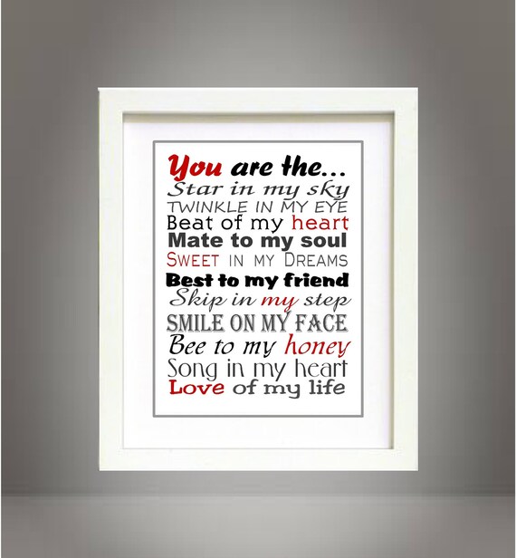 You are the twinkle in my eye - Love Print - Digital Wall Art Print, Printable, Wedding or Anniversary Gift