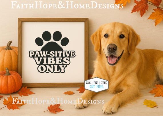 Paw-sitive Vibes Only SVG PNG | Dog Paw Print Quote | Pet Lover Cut File for Cricut & Silhouette | Vinyl Decal Design, Sticker, Sublimation