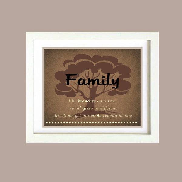 Family Tree Grow Together Roots Printable WallAart Print Poster 8x10 Digital Download e-Print