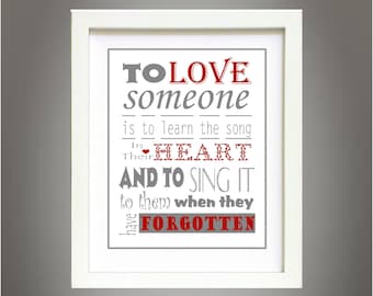 Love Song Lyrics Art Print, Inspirational Quote, 8x10 (Digital Download)