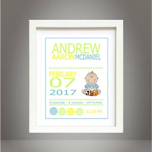Custom Personalized Baby Boy Sports Nursery Wall Art Print Poster 8x10 Digital Art Printable - Baby&#39;s Room