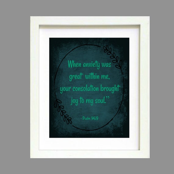 Psalm 94:19 Anxiety Joy Scripture Art Bible Verse Christian Inspirational Wall Poster Digital Download Printable