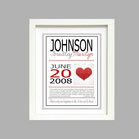 Custom Personalized Wedding Anniversary Print - Digital Wall Art Print, Printable, Wedding or Anniversary Gift