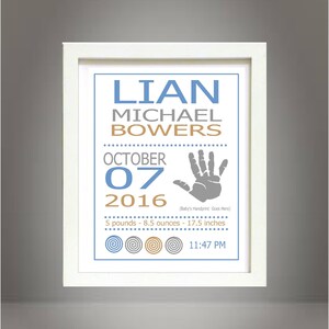 Custom Personalized Baby Boy Girl Handprint Nursery Wall Art Print Poster 8x10 Digital Art Printable - Baby&#39;s Room