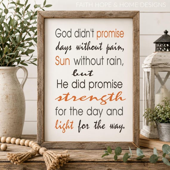 Inspirational Quote Print, Christian Wall Art, Strength Light Promise (8x10 Digital Download)