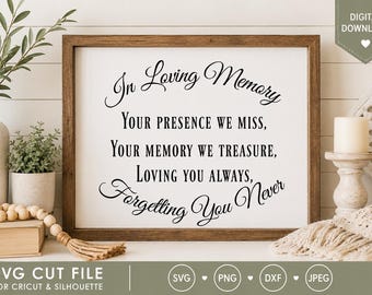 In Loving Memory Quote SVG, Funeral Memorial File (Digital Download)