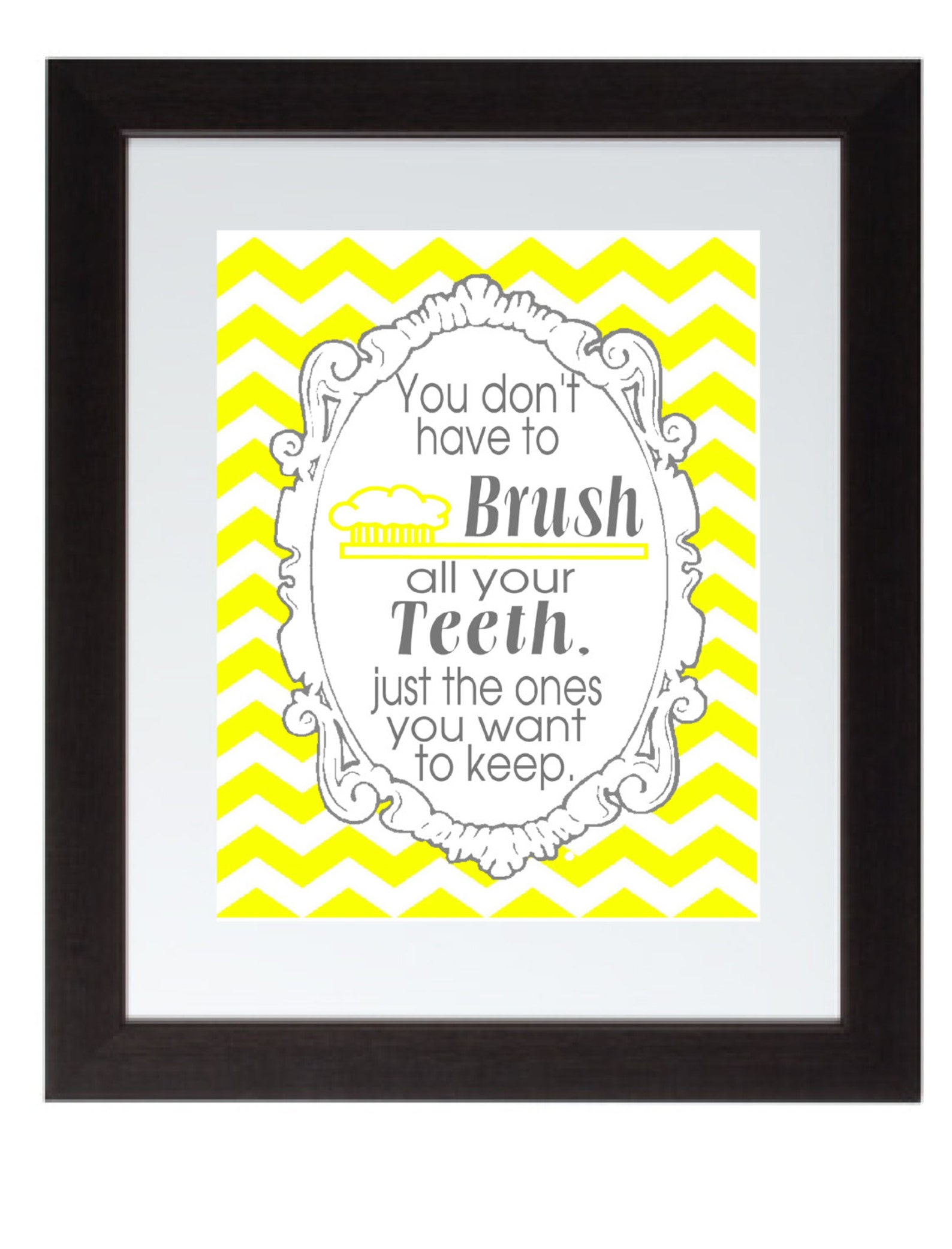 Yellow Gray Chevron Bathroom Wall Art Print Set Poster 8x10 Etsy
