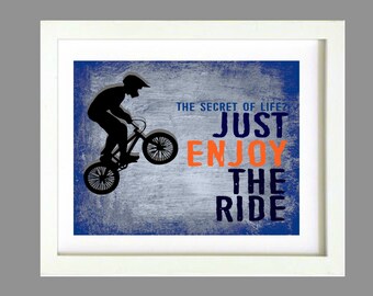 BMX Bike Poster, Teen Boy Room Decor (Digital Download)