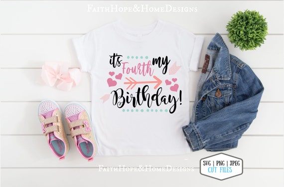 Girl's It's My Fourth Birthday SVG PNG File for cutting with Cricut Silhouette | 4th Birthday Shirt