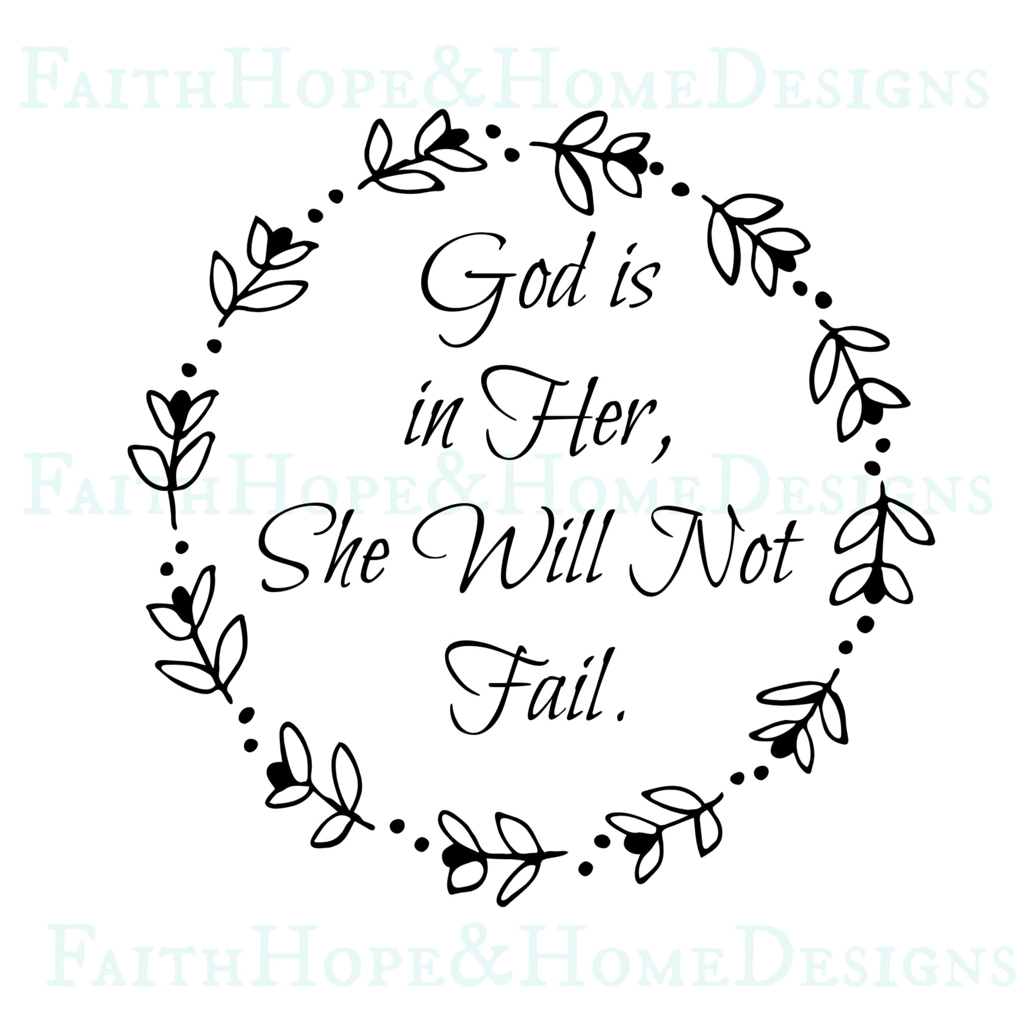 Download God is in her She will not fail, inspirational Wreath ...