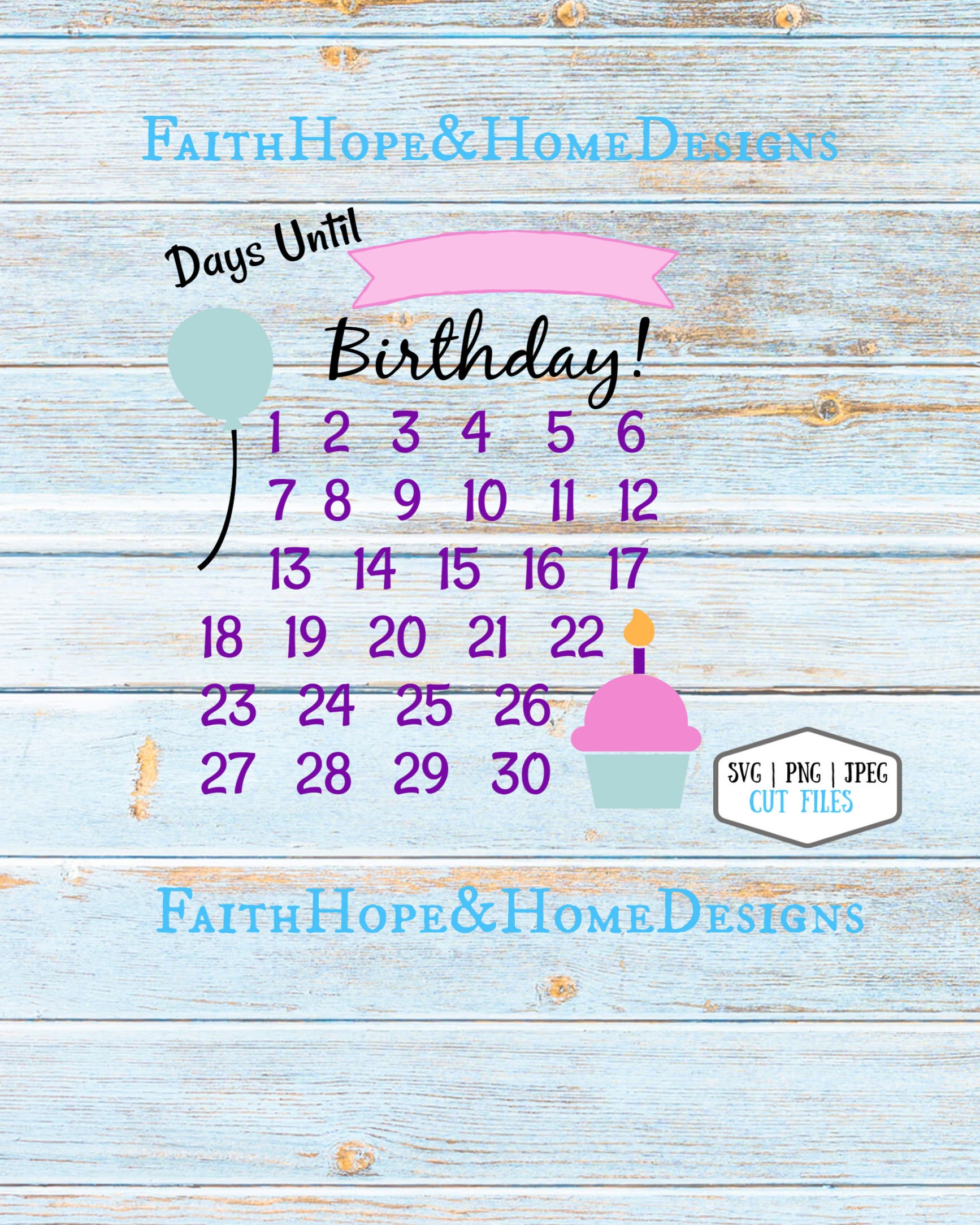 Geburtstag Countdown Kalender SVG PNG-Datei zum Schneiden mit  Etsy Österreich
