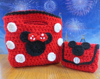 Modello per la borsa Miss Mouse con portamonete a forma di topo. Graziosa borsa all'uncinetto per una bambina. ***Solo modello***