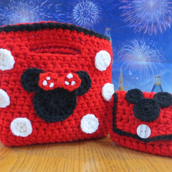 Pattern Miss Mouse Purse with a the Mouse Coin Purse.      Cute Crochet Purse for a Little Girl.        ***Pattern Only***