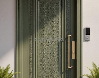 Heavy Carving Solid Wood Teak Door with Custom Relief