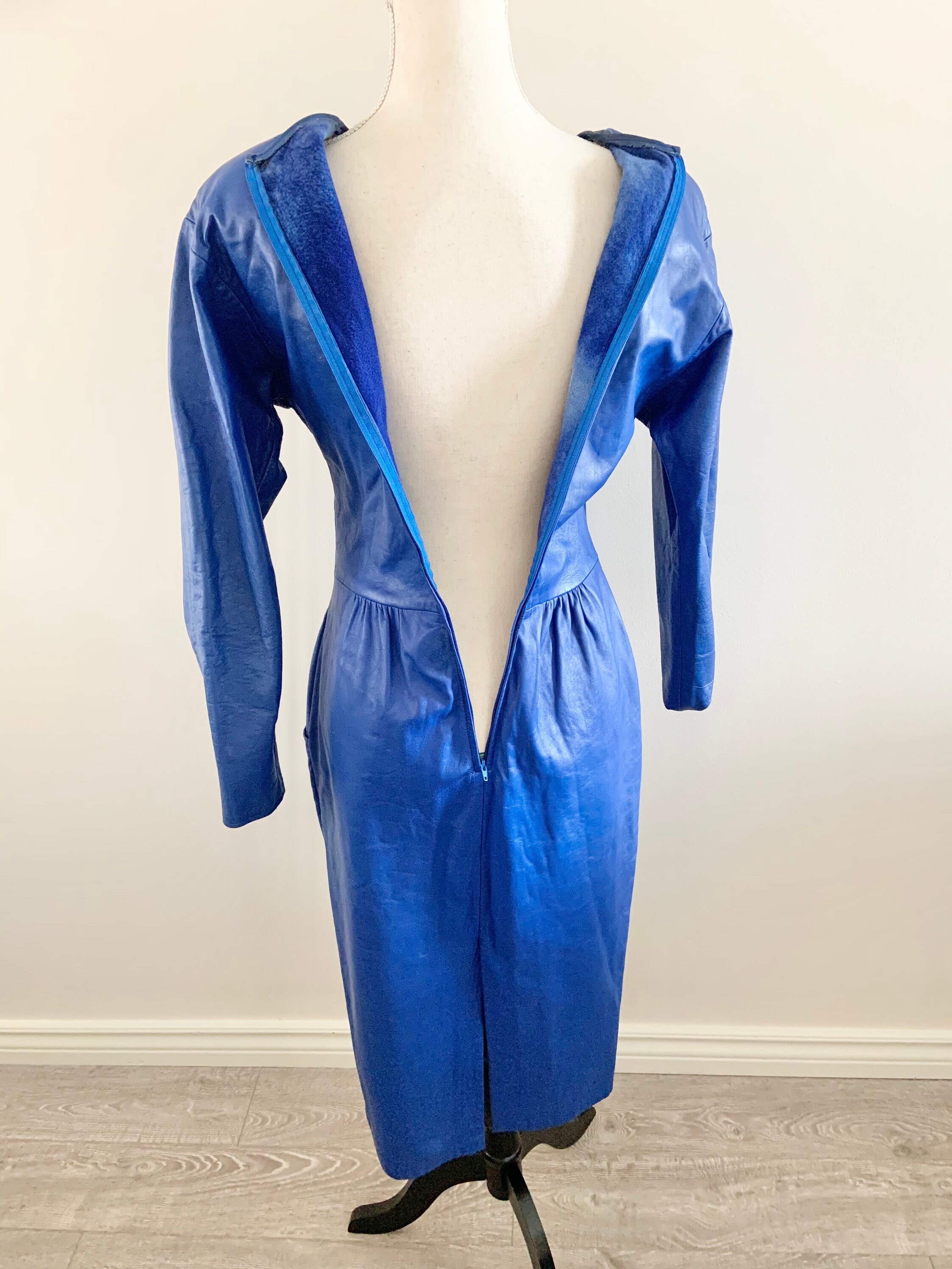 Vintage Leather Dress Vintage Blue Leather Leather Dress Etsy