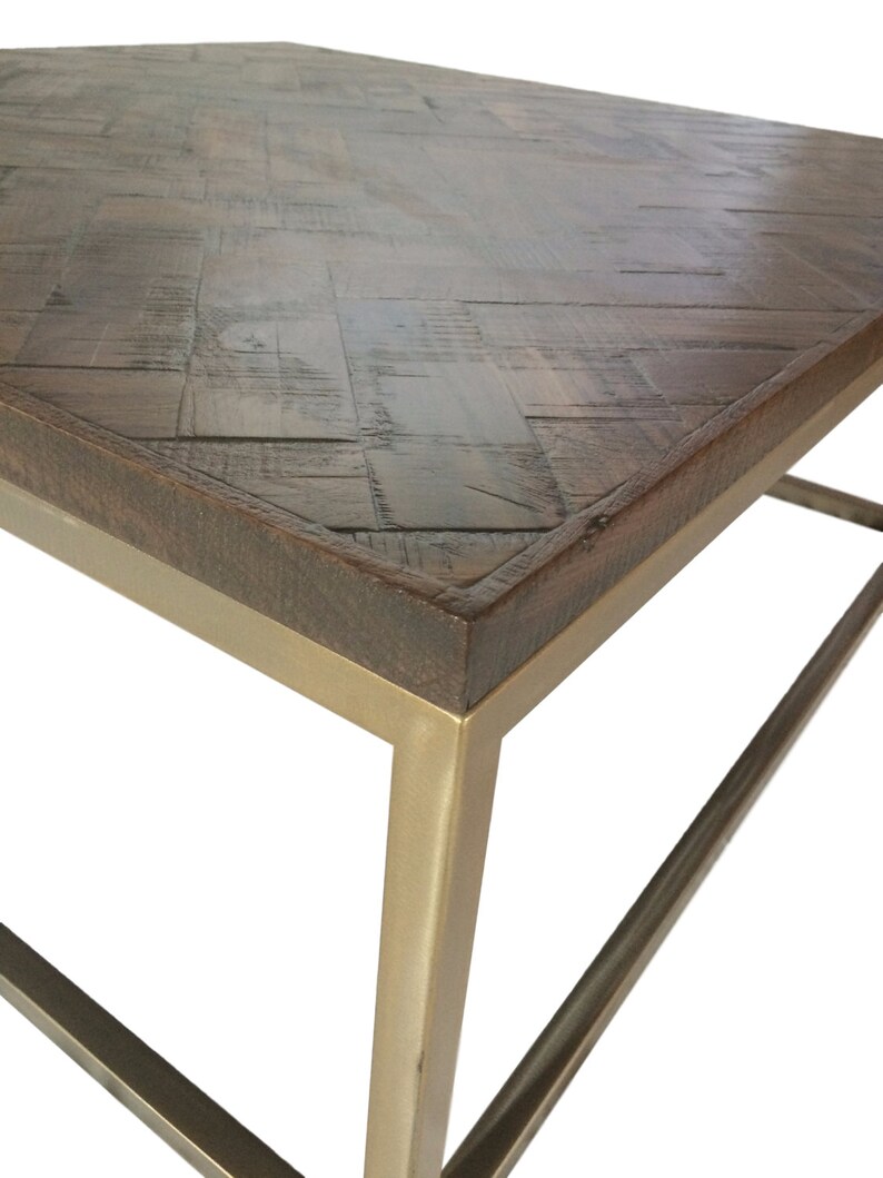 Square Brass Herringbone Coffee Table Etsy