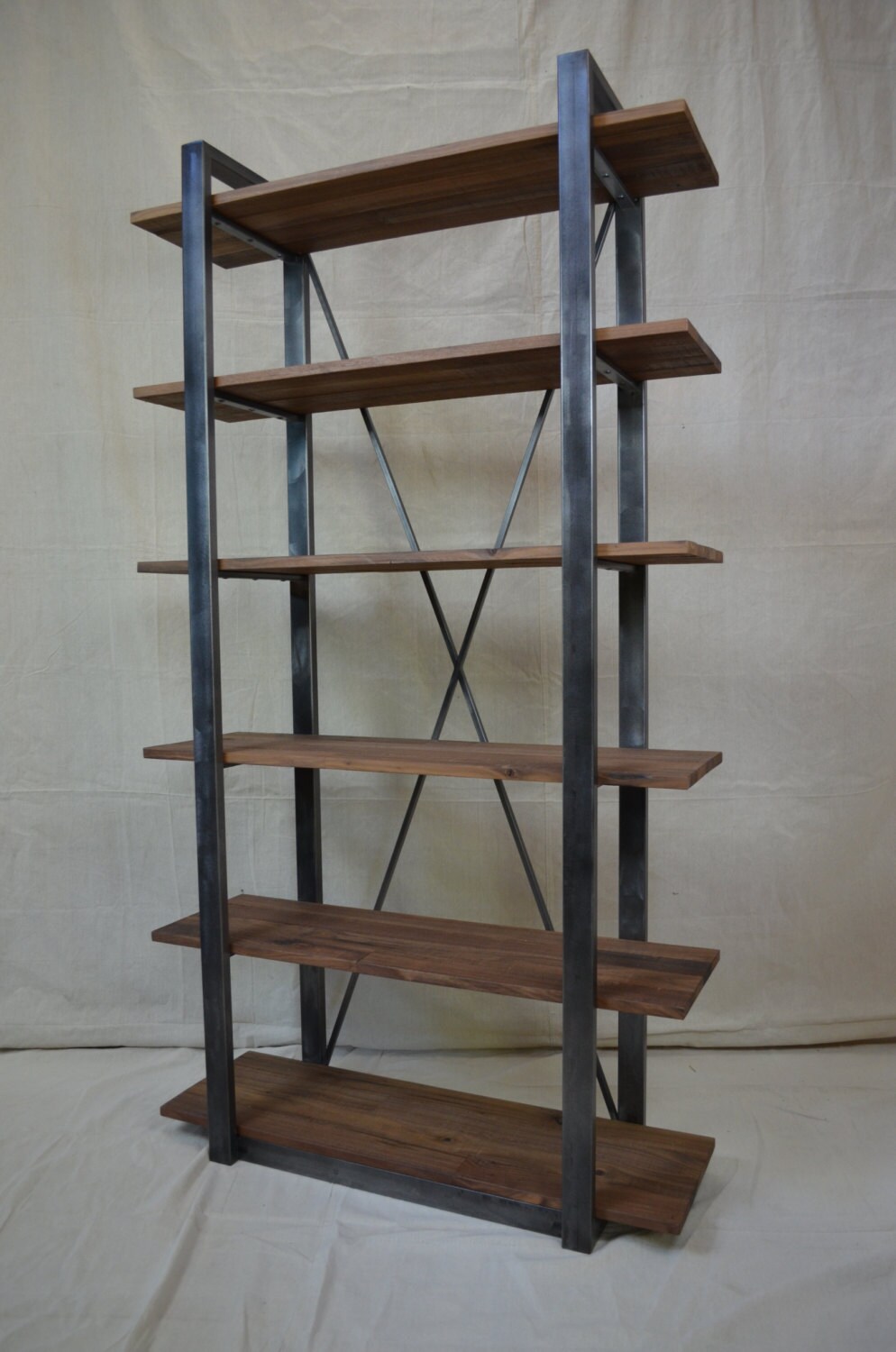 Industrial Rustic Shelving walnut and metal shelf Etsy