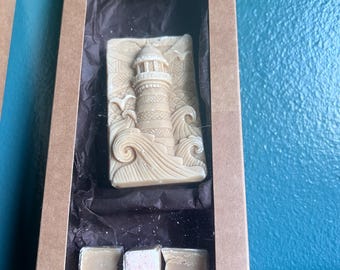 Champagnetalgzeep | Sprankelende roséreep | Rozenblaadjes en Himalaya zeezout | Zeemeermin | Vuurtoren | Luxe handgemaakt | Coastal CA-cadeau