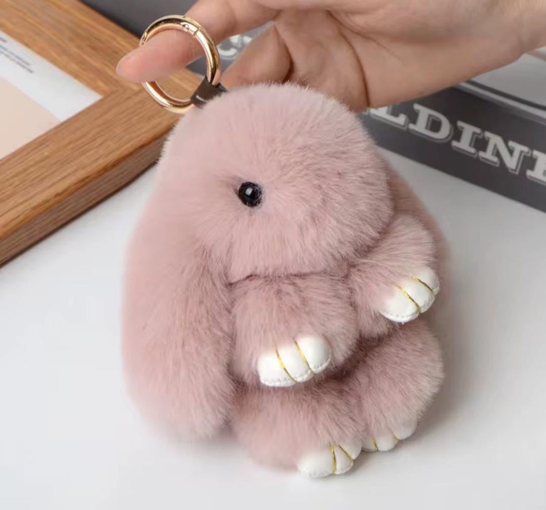 PATIKIL 2pcs Pom Pom Keychain - 7.7in Long Fluffy Cherry Keychain, Fake Fur Ball Charm For Backpack, Purse, Keys