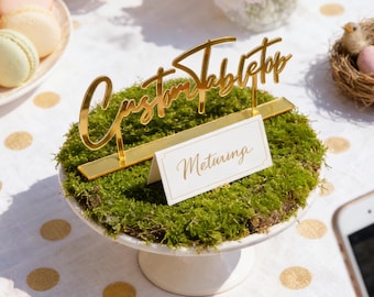Custom Acrylic Wedding Place Cards • Personalized Wedding Names for Wedding Reception & Guest Seating Settings Guest Name Card