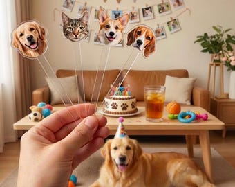Custom Pet Portrait Acrylic Drink Stirrers,Personalized Pet Head Stir Sticks for Party &Pet Lover Home Decor Elegant Pet Head Drink Stirrers