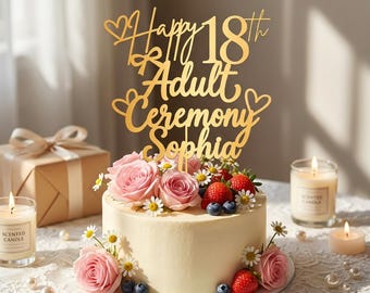 CustomHeart Cake Topper for18th Birthday & Kids Birthday Party,Personalized AcrylicCake Pick for18th Coming of Age Children's Birthday Gifts