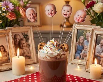 Custom Portrait Birthday Drink Stirrers,Personalized Acrylic Stir Sticks for Family Party&Elder Kids Celebration,Elegant Acrylic Stirrers