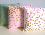 Metallic Gold Scattered Circles Pillows, set of three FREE SHIPPING
