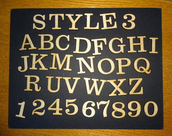 1 to 1 1/2 Wood Letters and Numbers, Style 3, Laser Cut Numbers or Letters  for Crafts Birch Plywood 