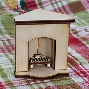 Small Corner Fireplace miniature dollhouse furniture optional grate image 5