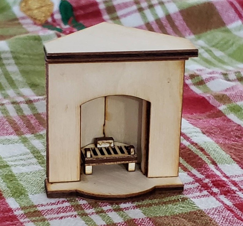 Small Corner Fireplace miniature dollhouse furniture optional grate image 5