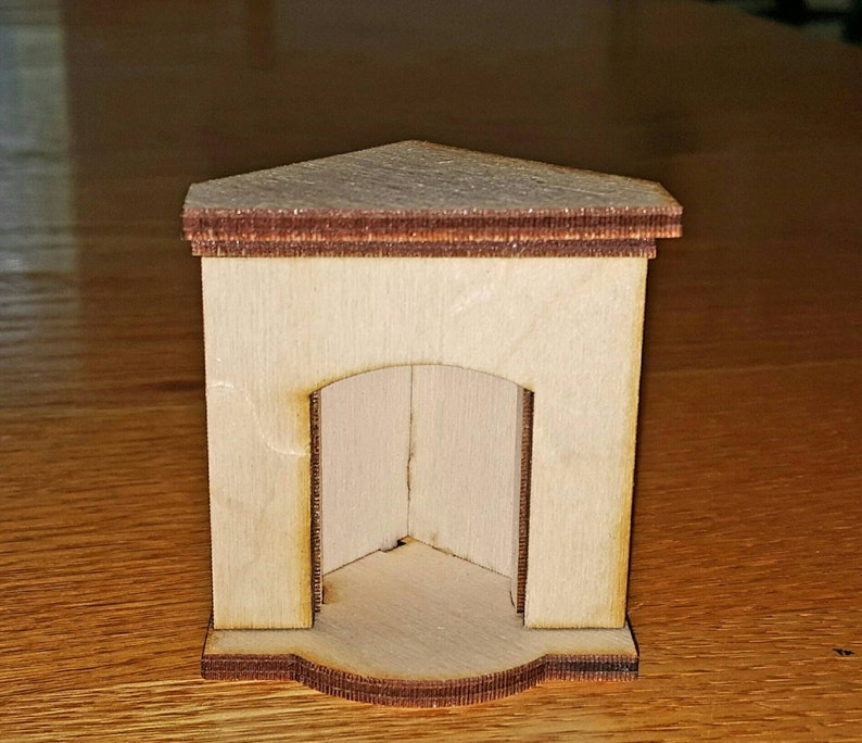 Small Corner Fireplace miniature dollhouse furniture optional grate image 1