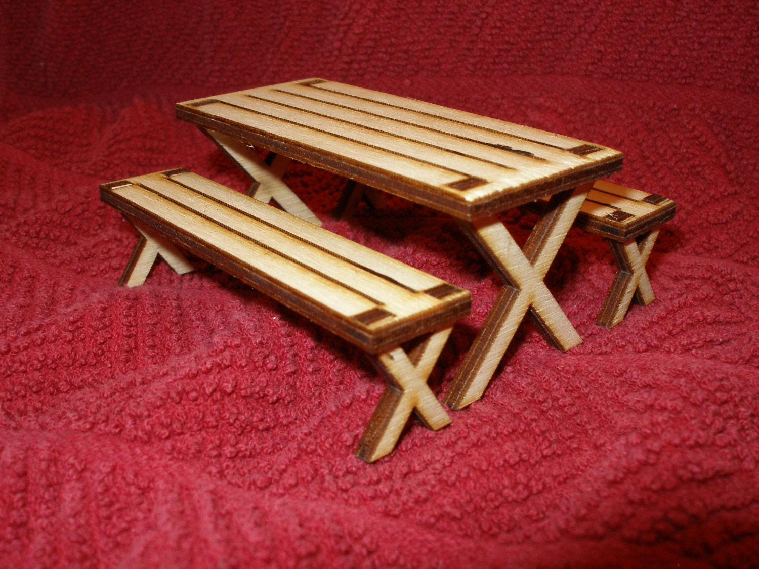 Miniature Picnic Table Choice of One Type Dollhouse Furniture Etsy