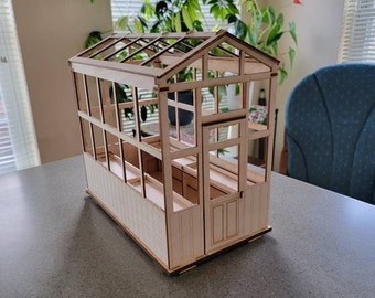 Miniature Greenhouse unfinished wood plywood 1:12 model