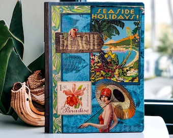 Beach Seaside Holiday Altered Composition Book Journal Notebook