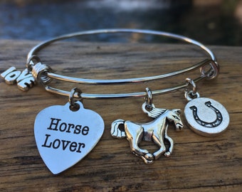 Horse Lover Expandable Charm Bangle - Cowgirl Country Western Bracelet