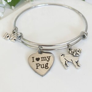 : Handmade & Polished Bracelet I Love My Pug 