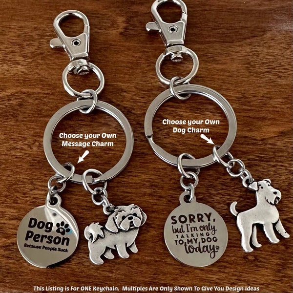 Customized Dog Key Chain - Purse Charm for Dog Lovers - Memorial Gift for Pet Loss - Choose Your Dog Charms