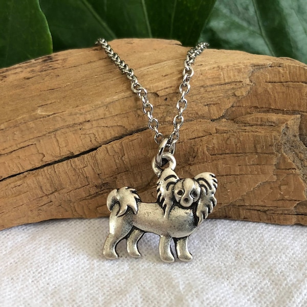 Papillon Dog Necklace - Toy Spaniel Dog Breed Jewelry - Gift for Dog Lover - Over 50 Breeds - Multiple Chain Options for Men and Women