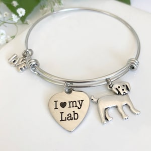 Labrador Retriever Dog Bracelet - Expandable Dog Mom Best Friend Bangle - Lab Dog Breed Jewerly