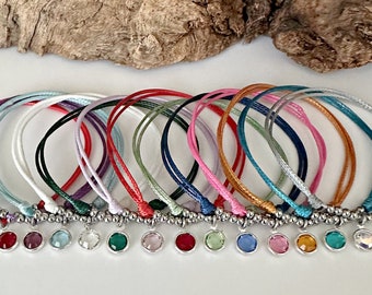 Birthstone Bracelet - New Mom Gift - OC Waterproof Adjustable Cord Birth Month String Bracelet -  Beaded Cord Bracelet