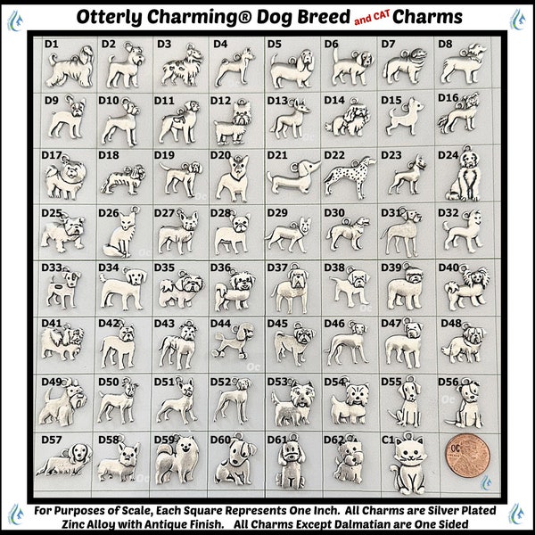 Add A Dog Charm - Dog Breed Charms - Add to Otterly Charming Brand Jewelry - Custom Dog Memorial Jewelry