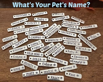 Add On Pet Name Charm - Handmade Dog Name Tag to Add to Otterly Charming Brand Necklaces and Keychains - Pet Memorial Charm