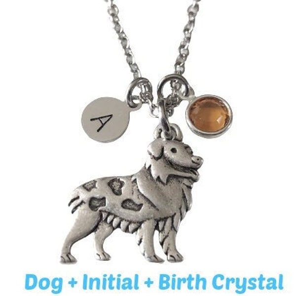 Personalized Australian Shepherd Dog Necklace - Aussie Dog Jewelry - Sheep Dog Gift - Multiple Chain Options for Men and Women
