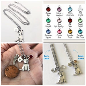 Personalized Pitbull Dog Necklace Pitty Puppy Memorial Jewelry Optional Dog Initial, Birthstone image 3