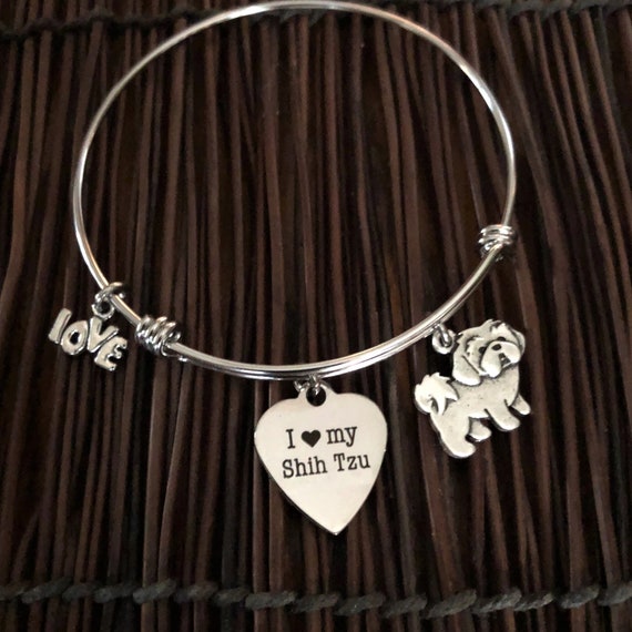 Shih Tzu Bangle Bracelet - Heart Shih Tzu Bangle Bracelet - Heart